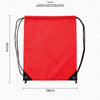 A bright red drawstring storage bag with black cord, shown flat.