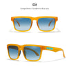 Orange-brauner Gradient-Iceblau-Linsen-Sonnenbrille mit gelbem Rahmen