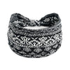 Black and white bohemian cotton stretch headband tied in a bow