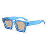 Blue retro square frame sunglasses with brown tinted lenses