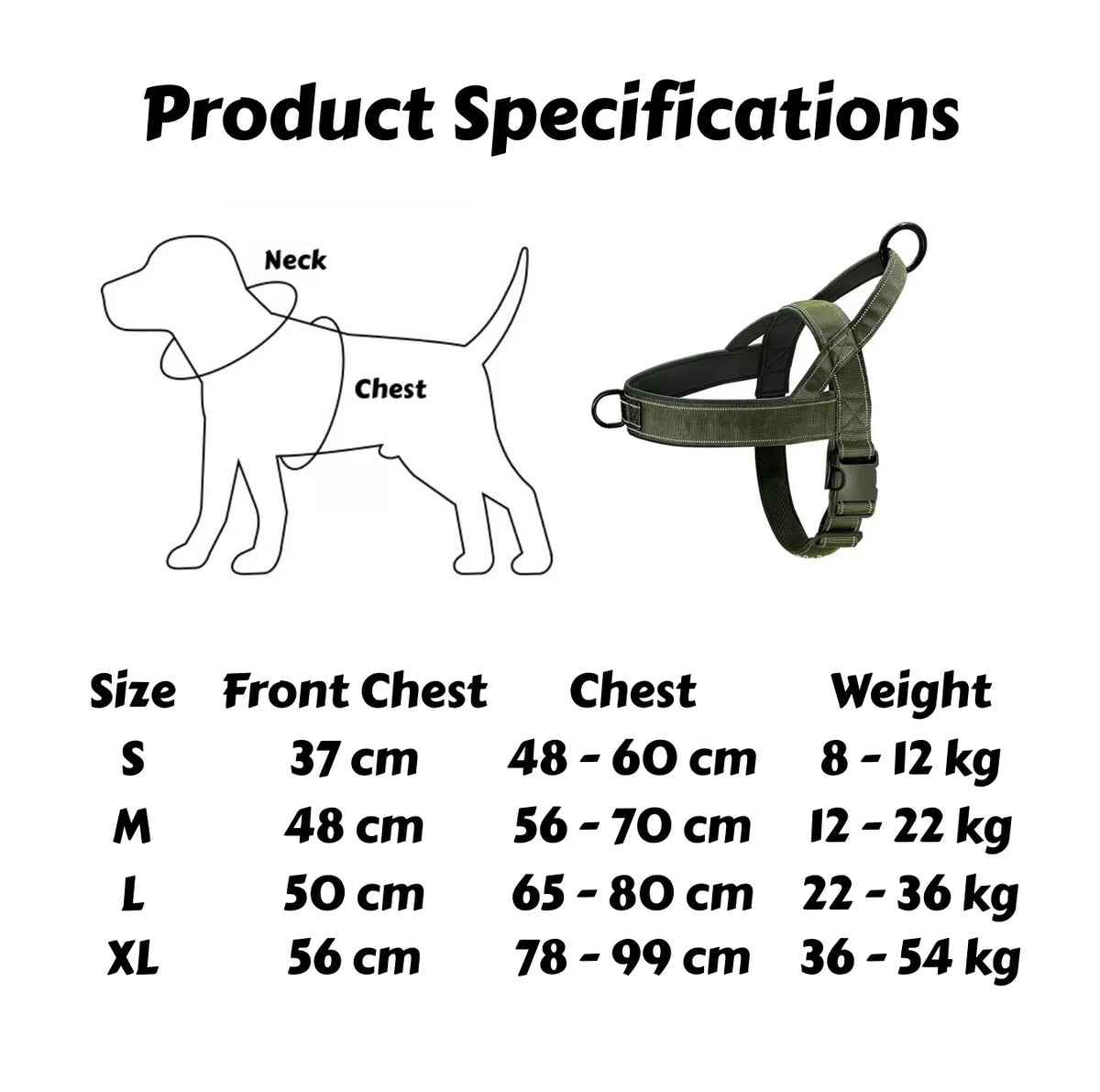 Heavy-Duty No-Pull Dog Harness with Reflective Vest