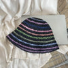 Handwoven Rainbow Stripe Straw Sun Hat with Wide Brim