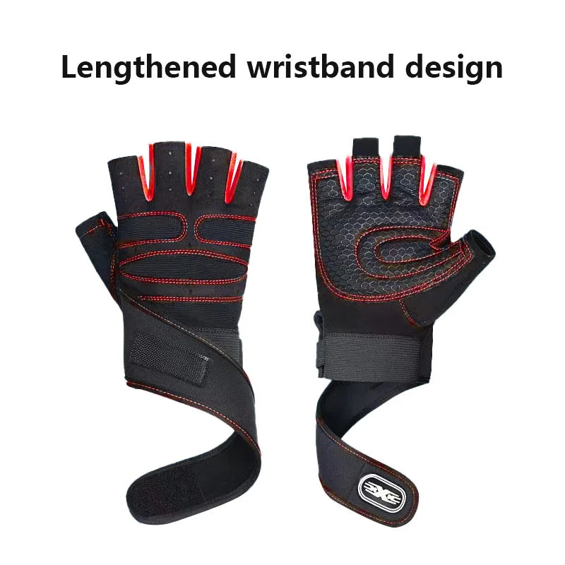 Black performance weightlifting grip gloves with a lengthened wristband design