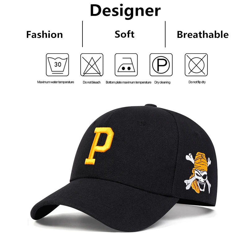 Embroidered Letter Baseball Cap - Unisex Cotton Adjustable Snapback