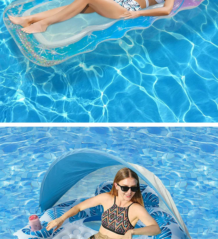 Striped Inflatable Pool Hammock for Adults