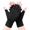 Black fingerless breathable gloves worn on a hand, showing the palm and fingers.