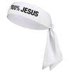 Bandeau en tissu blanc avec inscription noire : 100% JÉSUS