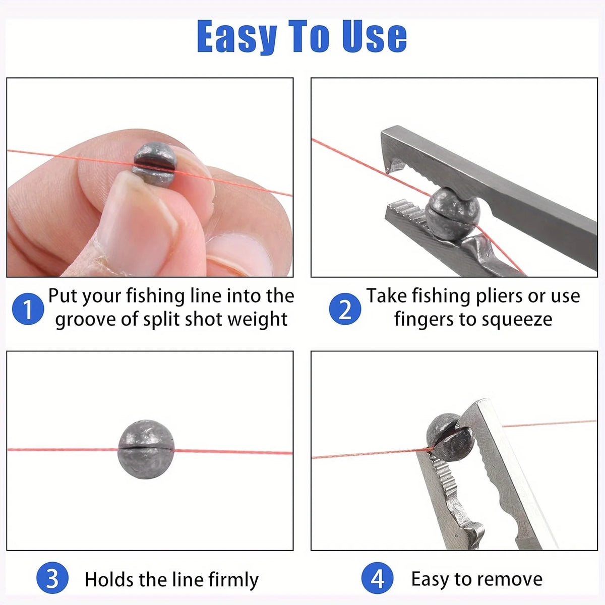 Assorted Removable Split Shot Sinkers for Fishing