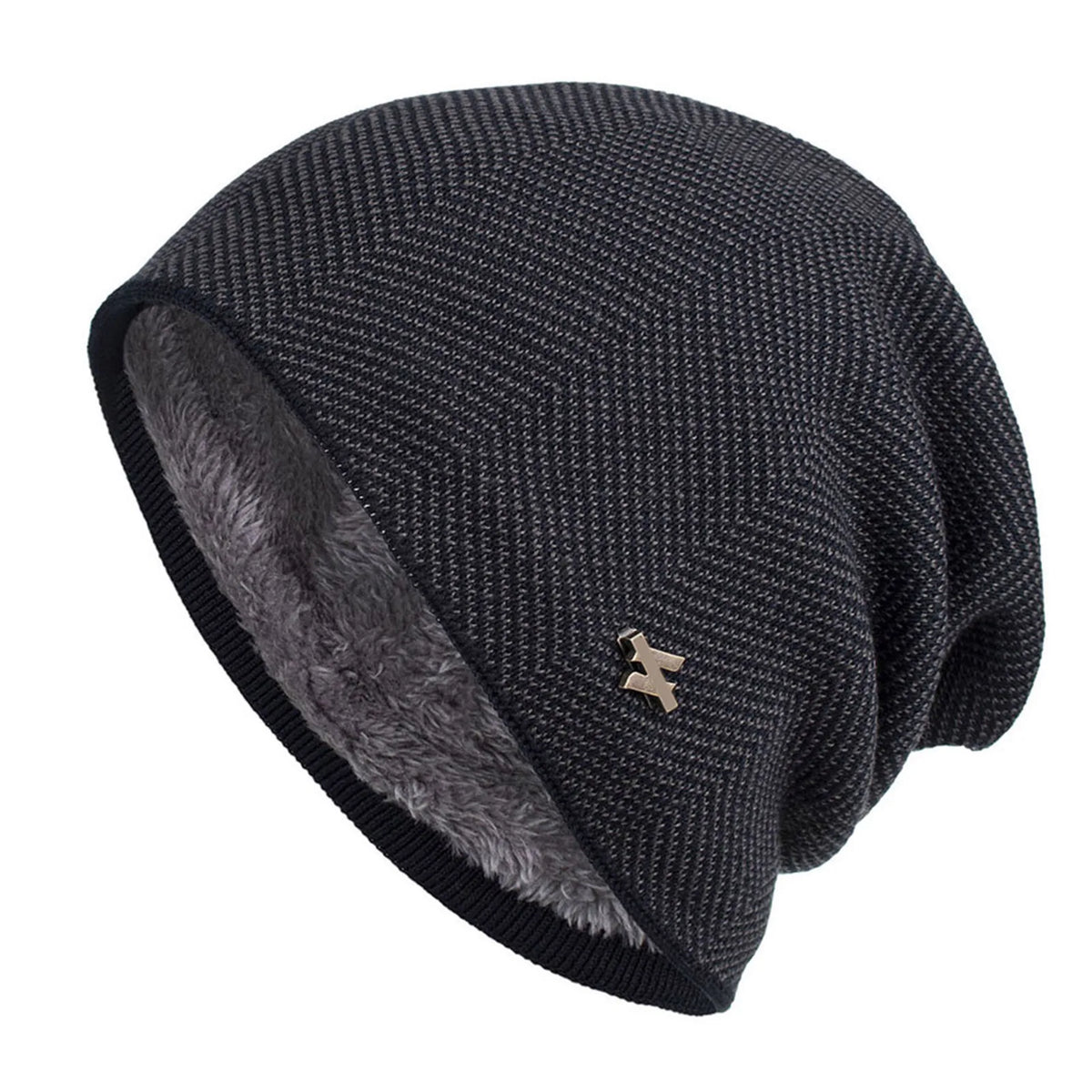 Fleece-Lined Knit Beanie Winter Hat