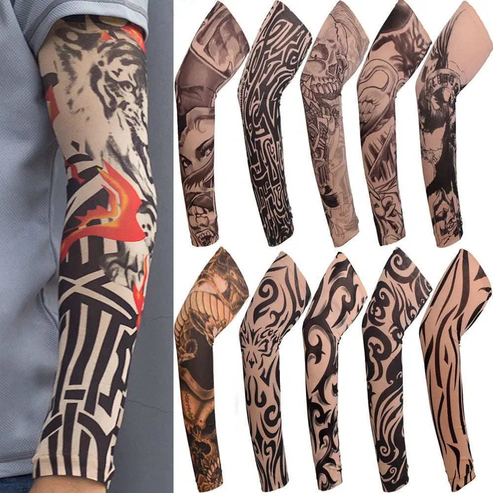Cooling UV Protection Arm Sleeves with Tattoo Design