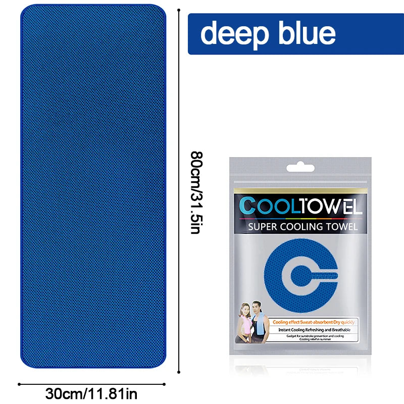 Un paquet de serviette de refroidissement bleu foncé avec un design circulaire pour un soulagement instantané