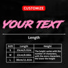Graphique montrant les options de taille pour les autocollants de texte personnalisés, incluant petites, moyennes et grandes 