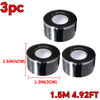 Three rolls of 1.5-inch silicone repair tape, measuring 1.3 inches in diameter and 1.5 meters long.