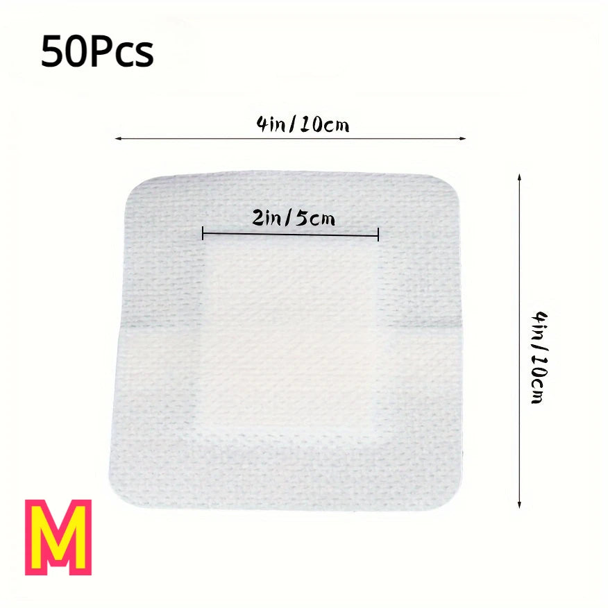 Vendaje de apósito adhesivo rectangular blanco, dimensiones 4in/10cm por 2in/5cm.
