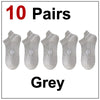 Ten pairs of grey premium breathable men's running socks laid out.