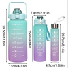 A purple leakproof sports water bottle with a straw and motivational text printed on the body.