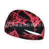 Black elastic sports headband with a vibrant pink, cracked network pattern.