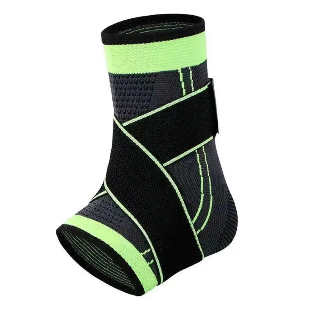 Black ankle compression brace with neon yellow accents for foot and arch support