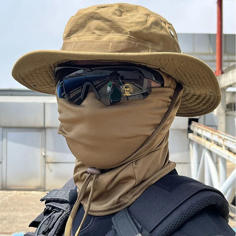 Camouflage Boonie Hat with Attached Face Mask