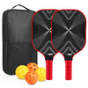 2-Piece Fiberglass Pickleball Paddle Set with 4 Balls for Beginners