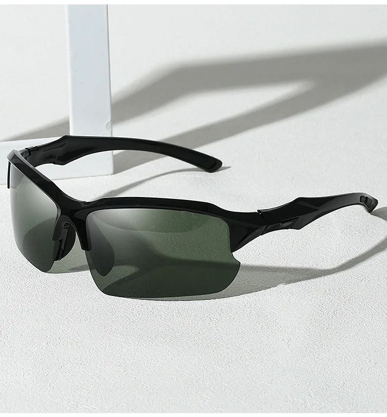 Polarized Half-Frame Sport Sunglasses with Anti-Glare Lenses