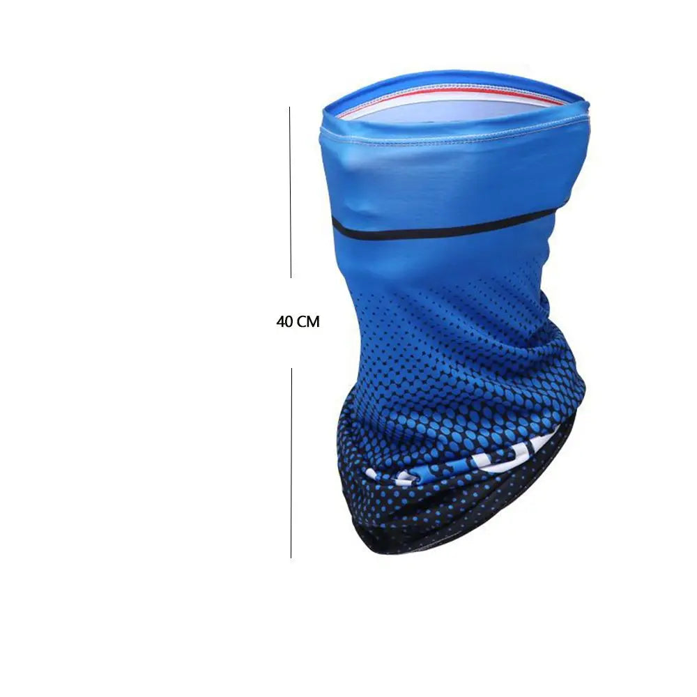 Blue breathable full face sun protection mask with black accents