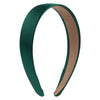 A pair of solid satin hair bands in dark green and brown.