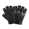 A pair of black universal protective training gloves shown from the palm side.