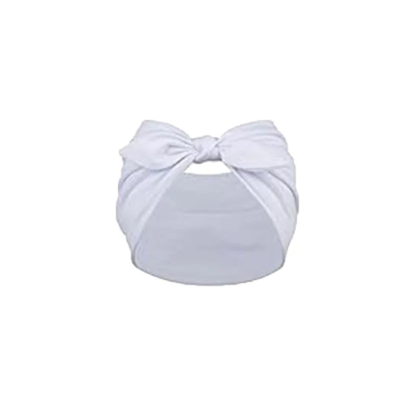 White solid bow headband for hair styling and workout