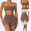 Recommandation assortie de shorts de yoga et de sport à taille haute, compression, marron.