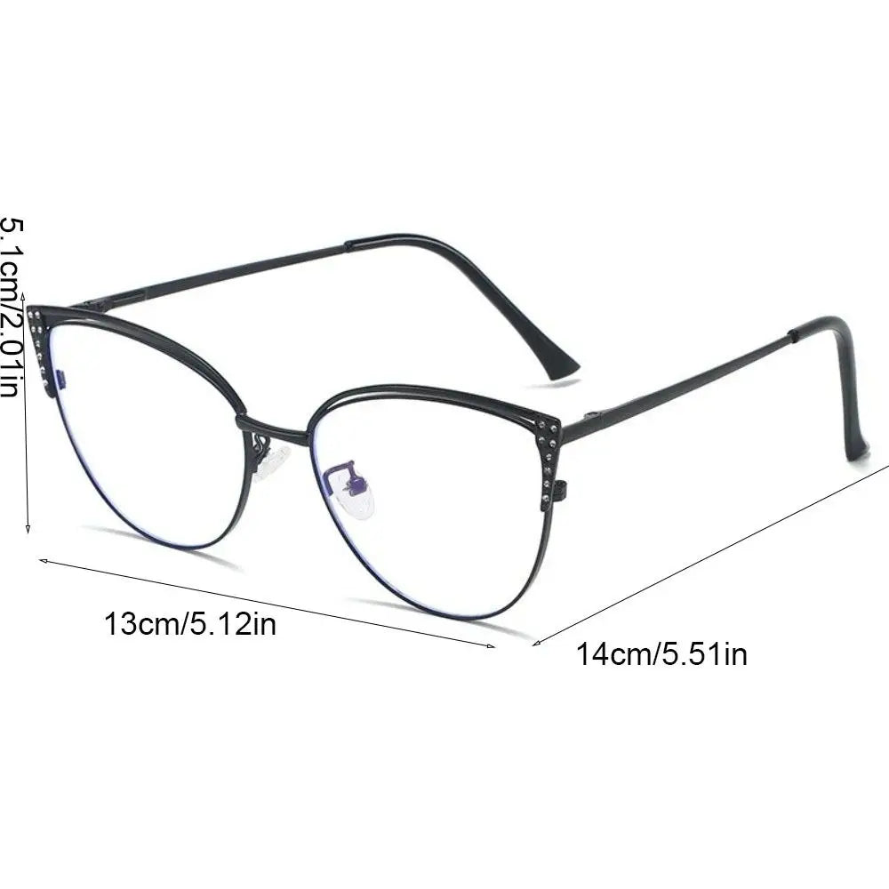 Rhinestone-Trimmed Blue Light Blocking Glasses with Clear Square Frame