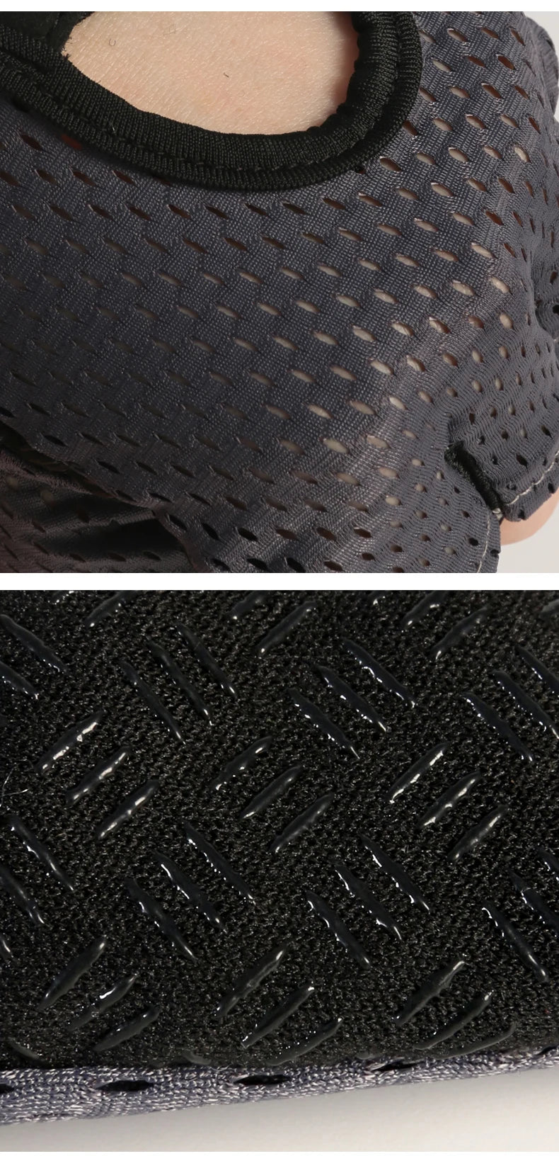 Gants de cyclisme et fitness noirs, respirants et à séchage rapide, avec une maille texturée.