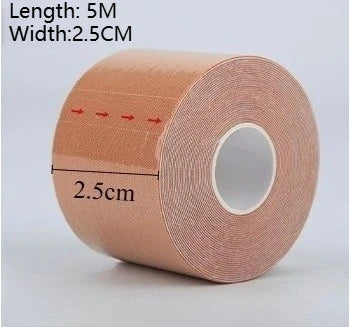 Roll of pink kinesiology tape with a diameter of 2.5cm and a length of 5 meters