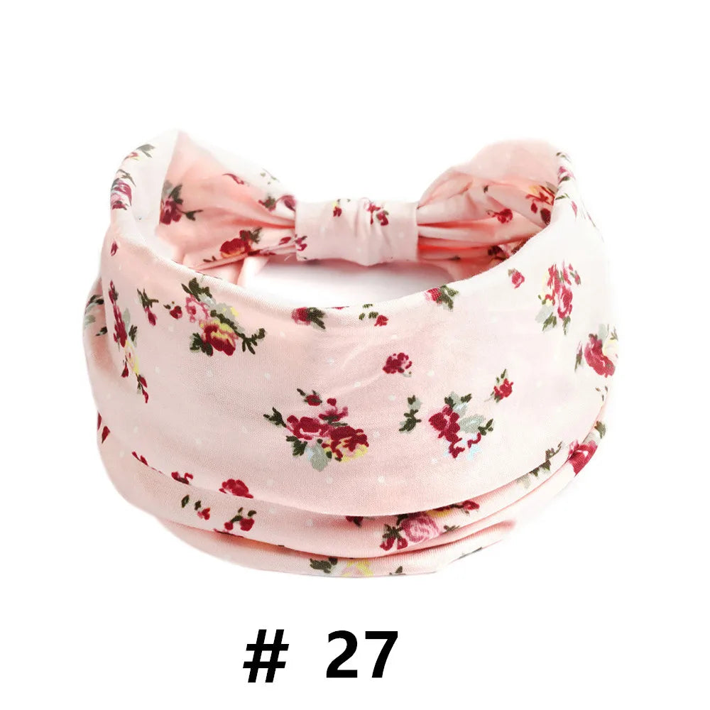 Tête en baudruche florale rose, attachée en nœud pour le yoga ou le sport