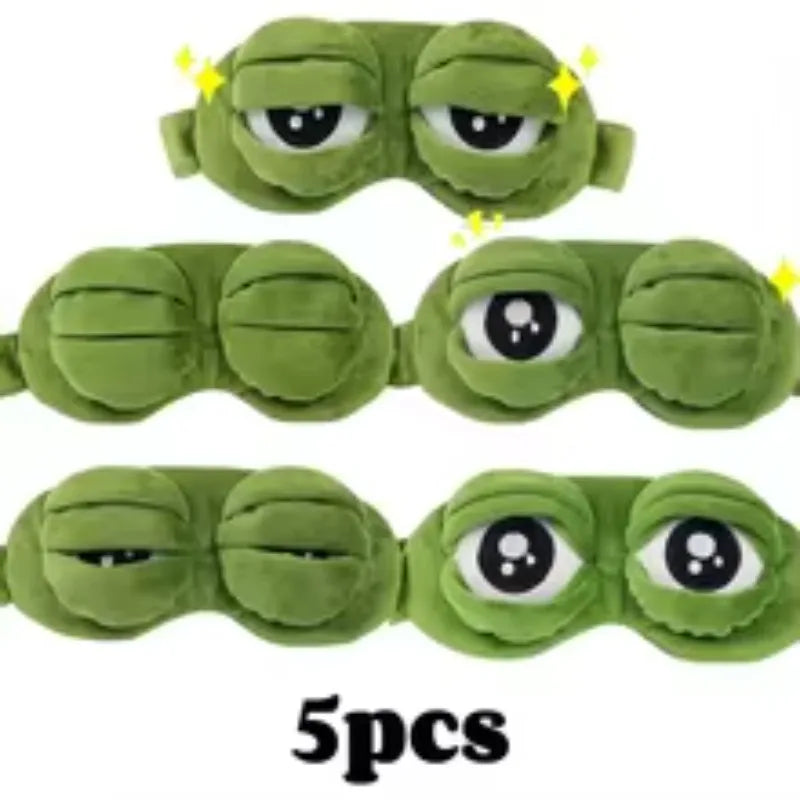 Five pairs of green frog eyes sleep masks