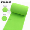 A bright lime green elastic band product showing the back and front views of an adjustable band for sewing and decoration.