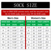 Tabla de tallas de calcetines para hombres y mujeres en EE. UU., EUR, pulgada y cm.