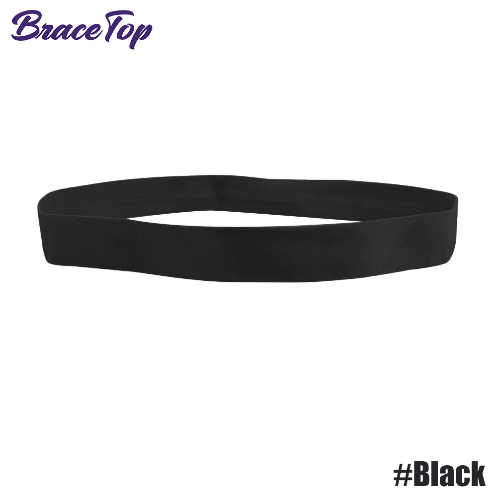 Black BraceTop sports headband shown flat