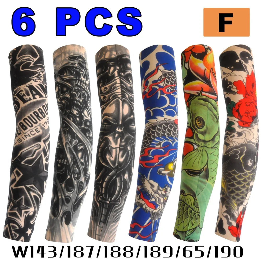 Six packs of black and colorful breathable arm sleeves for UV protection