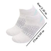 Pair of white breathable mesh ankle socks shown flat with dimensions 6cm/2.36 in and 17cm/6.69 in