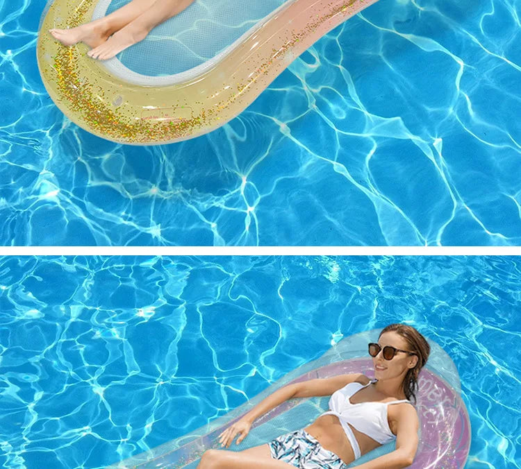 Striped Inflatable Pool Hammock for Adults