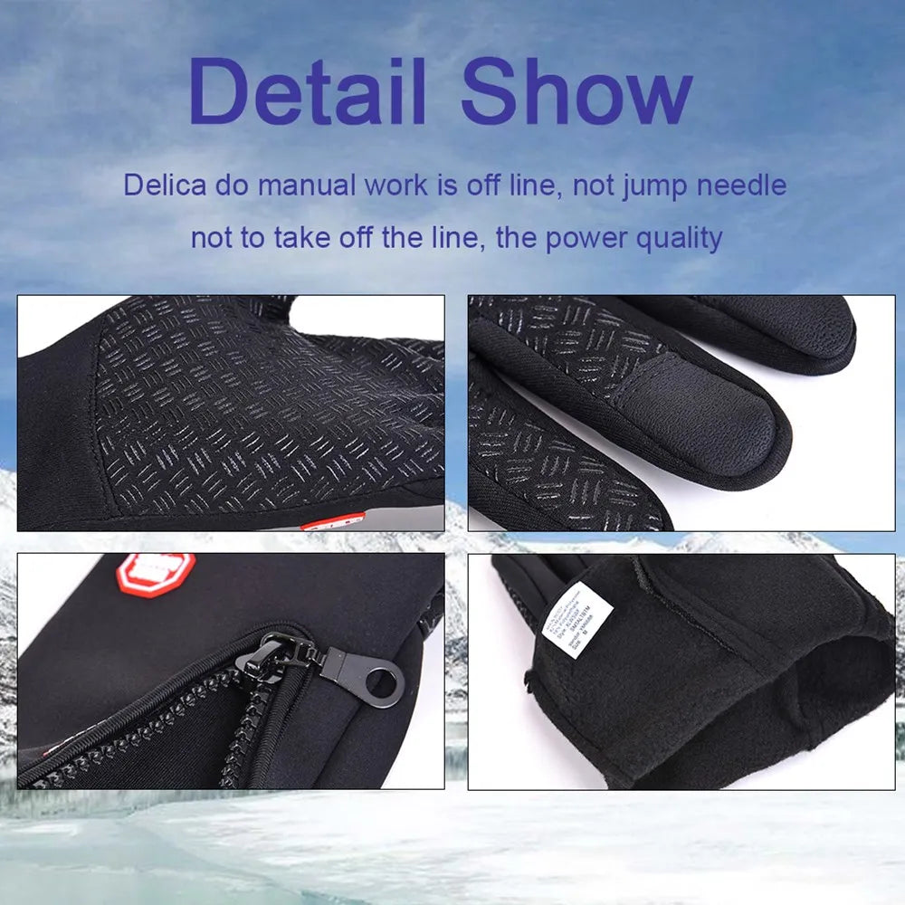 Gants de vélo et de sport en polaire noire, gros plan sur la texture et les coutures.