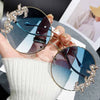 Women's Rhinestone Oversized Round Sunglasses with UV400 Protection