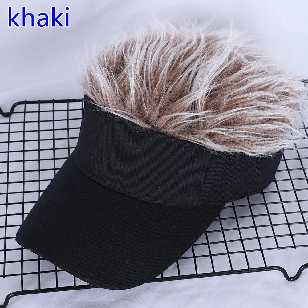 Adjustable Sun Visor with Realistic Hair Strands