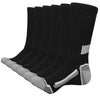 Un pack de six chaussettes de sport noires pour hommes, présentées verticalement.