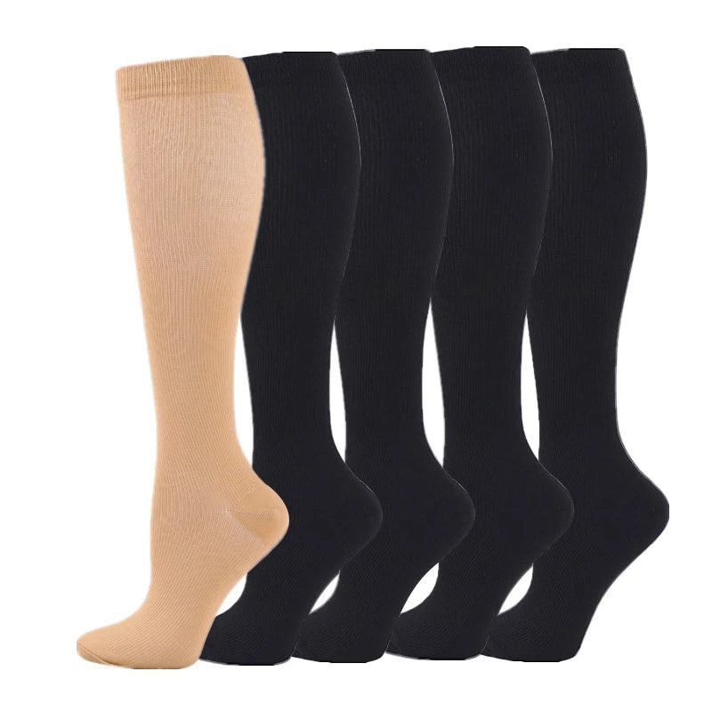 A set of black medical grade compression socks for veins and sports