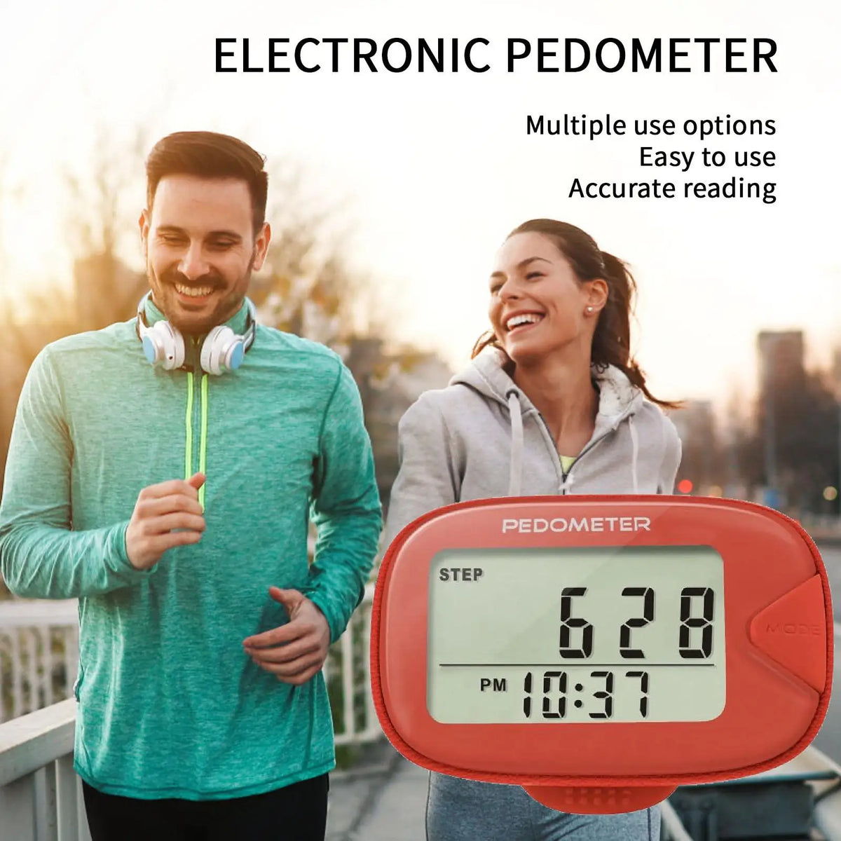 Clip-On Pedometer Step Counter with Memory