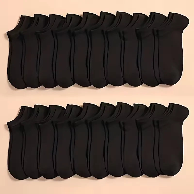 A row of black soft lightweight ankle socks for sports and casual wear