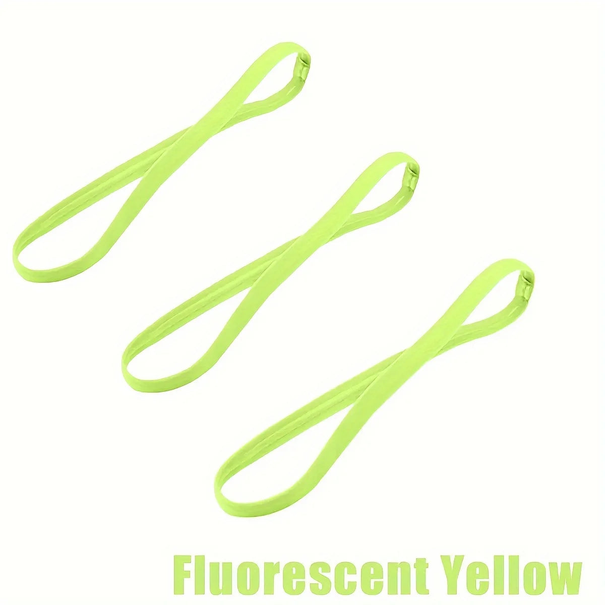 Two fluorescent yellow silicone hair ties for sports or sweat absorption