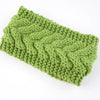 Diadema tejida a mano, texturizada y en forma de hoja verde para el cabello y tocados de invierno.